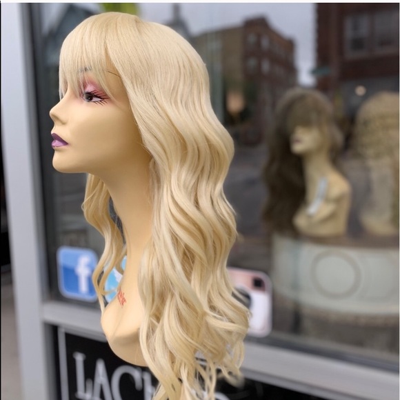 Blonde 613 Beach Waves Bangs Wig